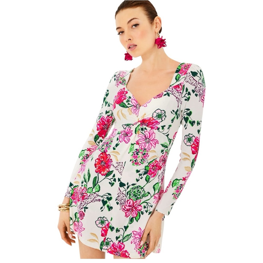 Lilly Pulitzer Anne Skirted Romper Dress Coconut Safari Sanctuary Print